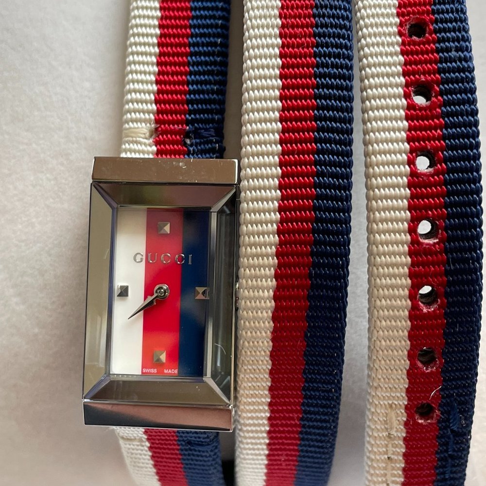 Gucci G-Frame Nylon Strap Wrap Strap Watch Green Swiss Made NWT AND BOX - Picture 9 of 16